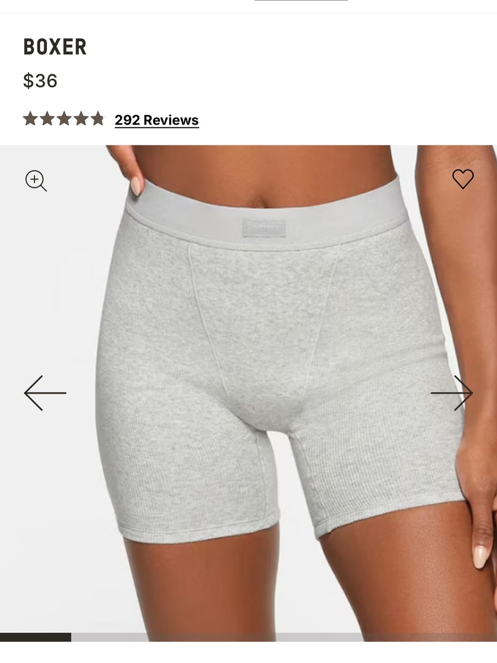 Skims Boxer Briefs - Light Gray Women's Boxer
